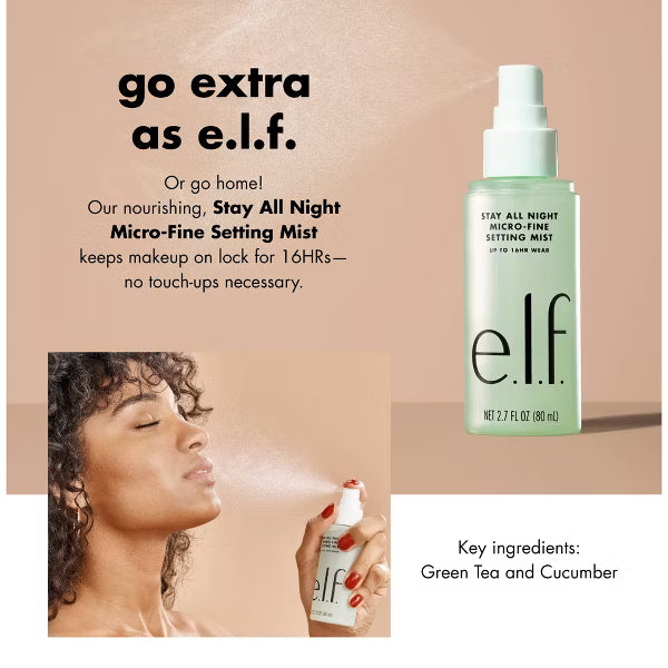 e.l.f. Stay All Night Micro-Fine Setting Mist - Light Green - 2.7 fl oz