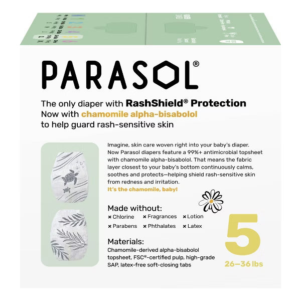 Parasol Chlorine-Free Diapers with RashShield Protection - Size 5 - 44ct
