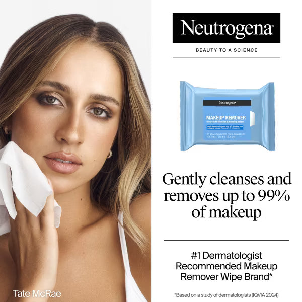 Neutrogena Makeup Remover Wipes - Ultra Soft Micellar Facial Cleansing - 25ct: Paraben-Free, Sulfate-Free, For All Skin Types
